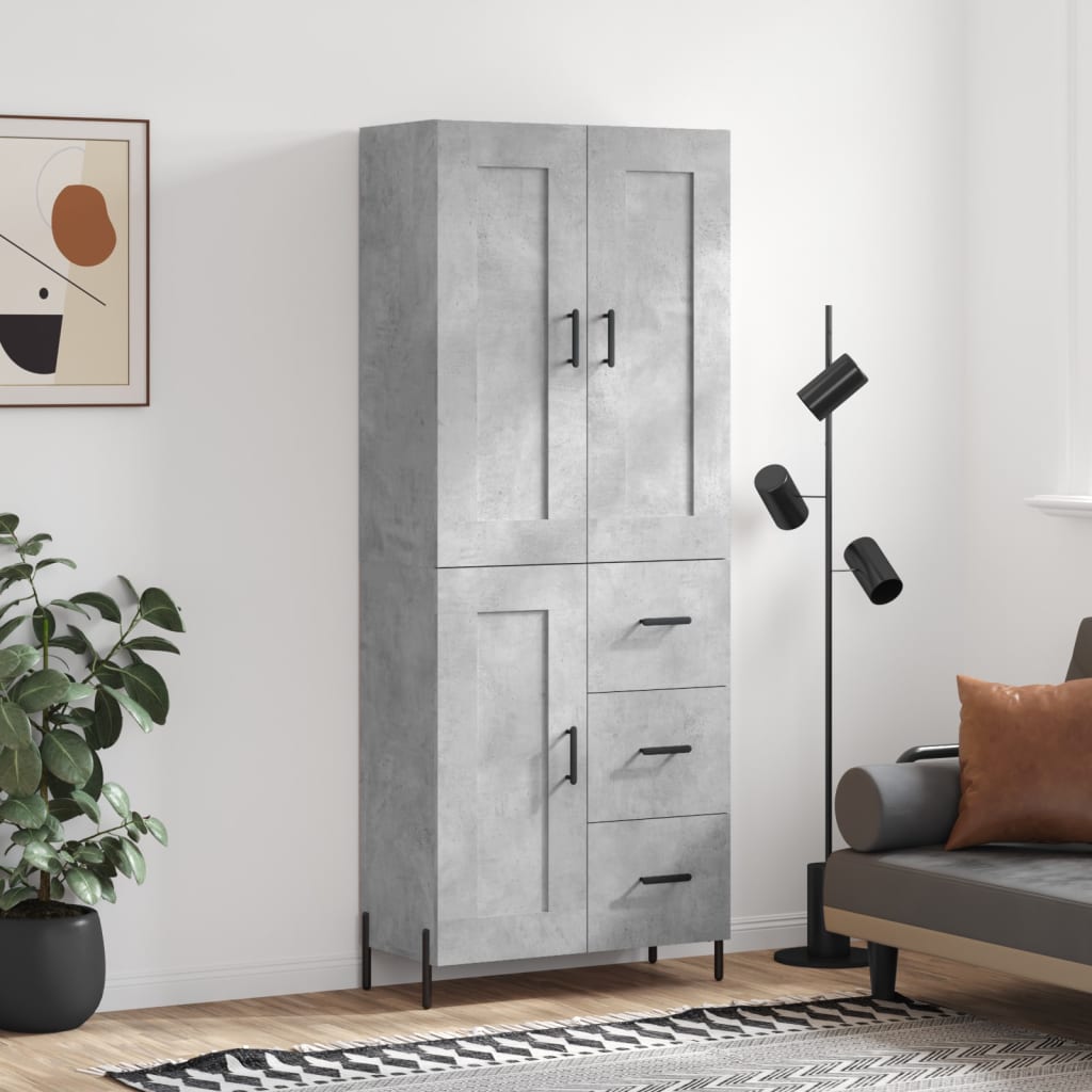 Credenza Grigio Cemento 69,5x34x180 cm in Legno Multistrato 3200013