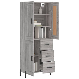 Credenza Grigio Sonoma 69,5x34x180 cm in Legno Multistrato 3200015