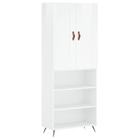 Credenza Bianco Lucido 69,5x34x180 cm in Legno Multistrato 3200043