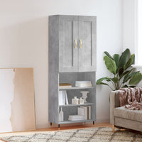 Credenza Grigio Cemento 69,5x34x180 cm in Legno Multistrato 3200053