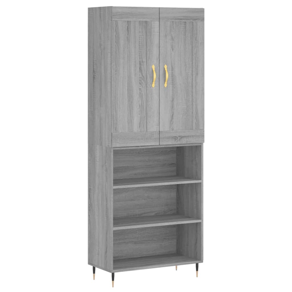 Credenza Grigio Sonoma 69,5x34x180 cm in Legno Multistrato 3200055