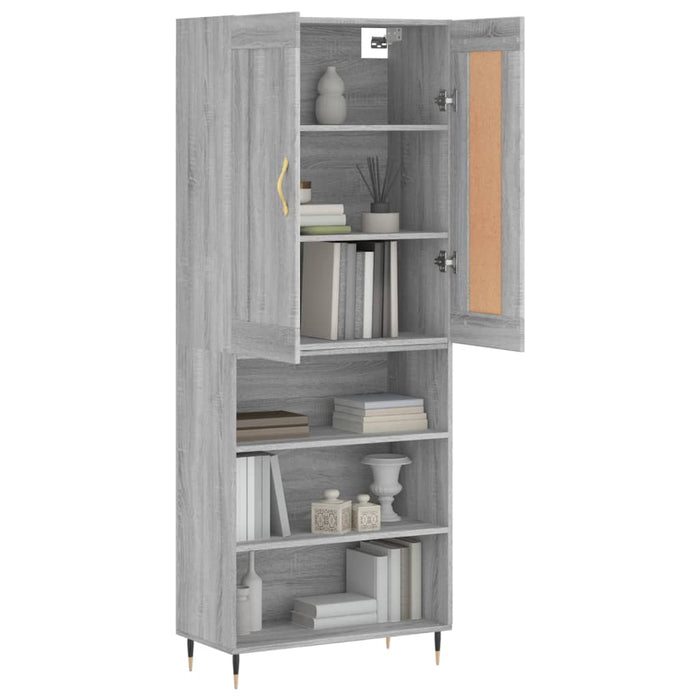 Credenza Grigio Sonoma 69,5x34x180 cm in Legno Multistrato 3200055