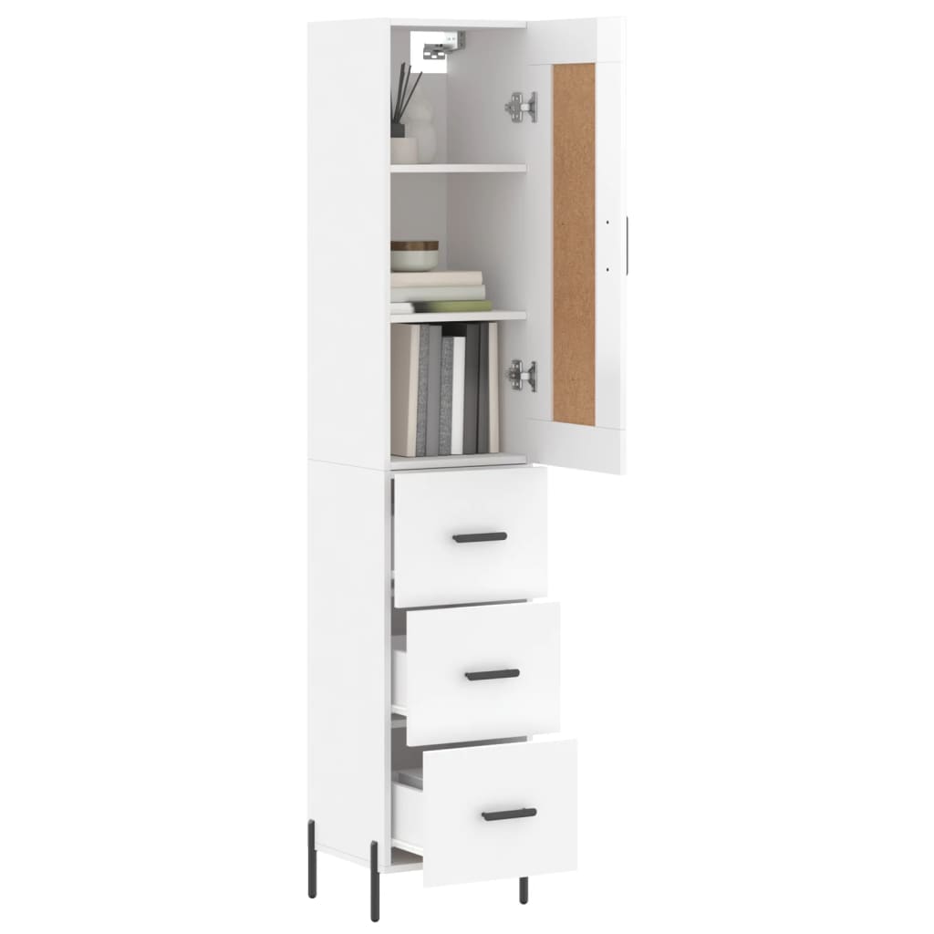 Credenza 34,5x34x180 cm in Legno Multistrato Bianco Lucido 3200203