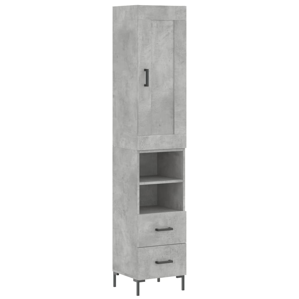 Credenza Grigio Cemento 34,5x34x180 cm in Legno Multistratocod mxl 130535