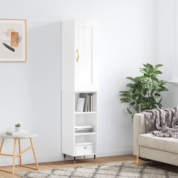 Credenza 34,5x34x180 cm in Legno Multistrato Bianco Lucido 3200307