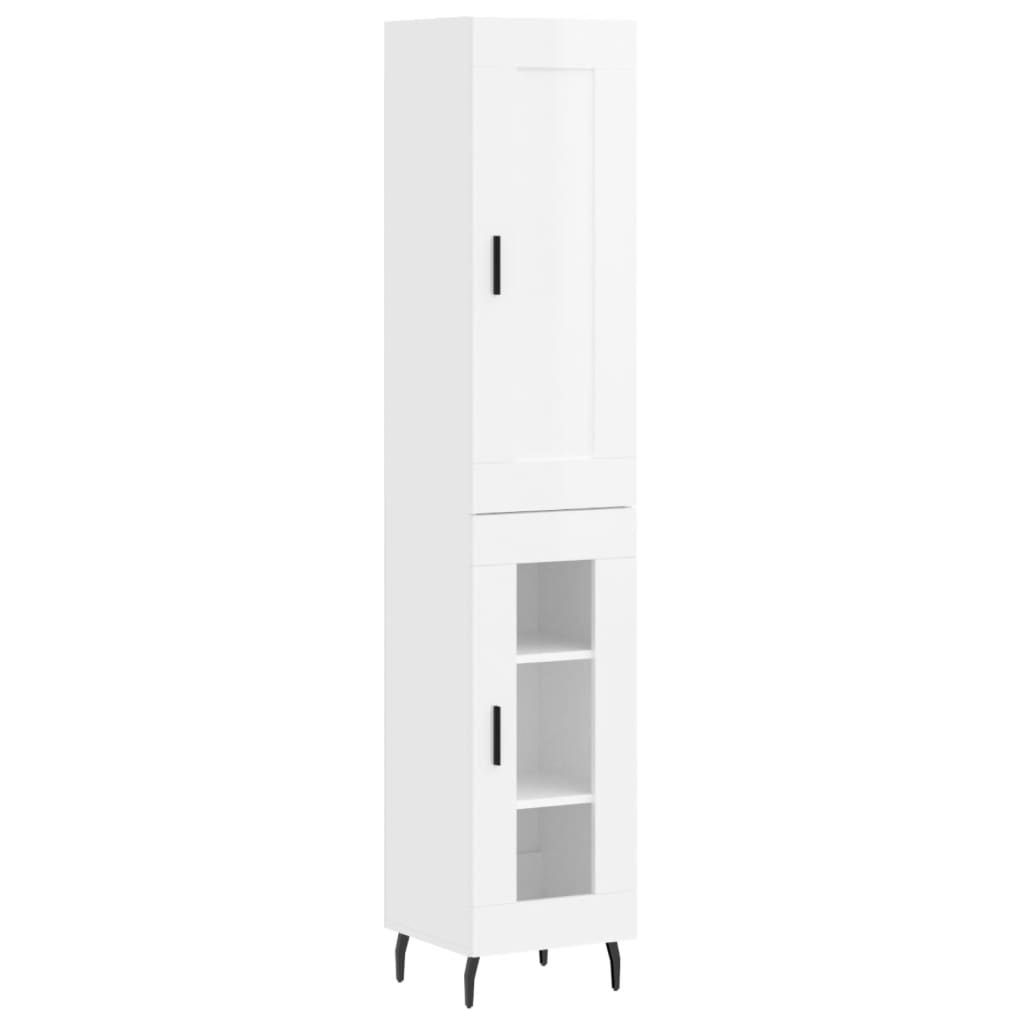 Credenza 34,5x34x180 cm in Legno Multistrato Bianco Lucido 3200403