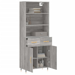 Credenza Grigio Sonoma 69,5x34x180 cm in Legno Multistrato 3200503