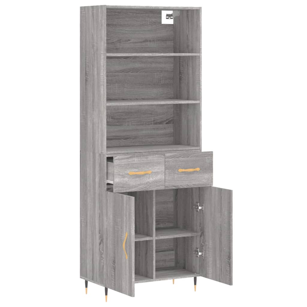 Credenza Grigio Sonoma 69,5x34x180 cm in Legno Multistrato 3200503