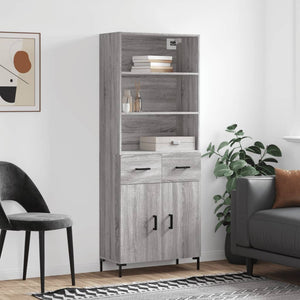 Credenza Grigio Sonoma 69,5x34x180 cm in Legno Multistrato 3200519