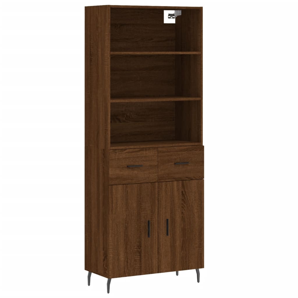 Credenza Rovere Marrone 69,5x34x180 cm in Legno Multistrato 3200536