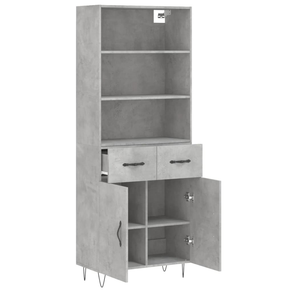 Credenza Grigio Cemento 69,5x34x180 cm in Legno Multistrato 3200549