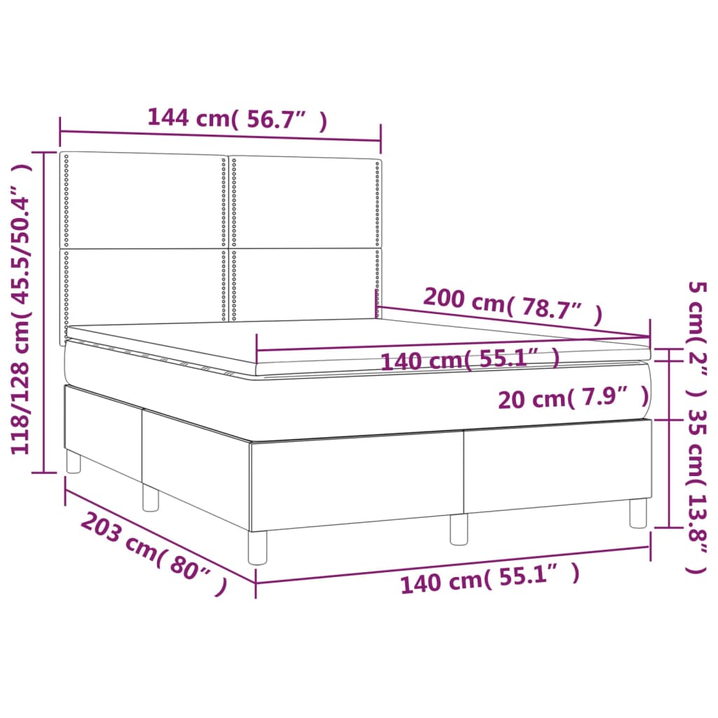 Giroletto a Molle con Materasso Marrone Scuro 140x200cm Tessuto cod mxl 33972