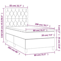 Giroletto a Molle con Materasso Grigio Chiaro 80x200 cm Tessuto cod mxl 35860