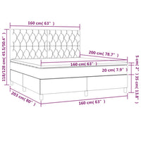 Giroletto a Molle con Materasso Grigio Scuro 160x200 cm Tessuto cod mxl 36762