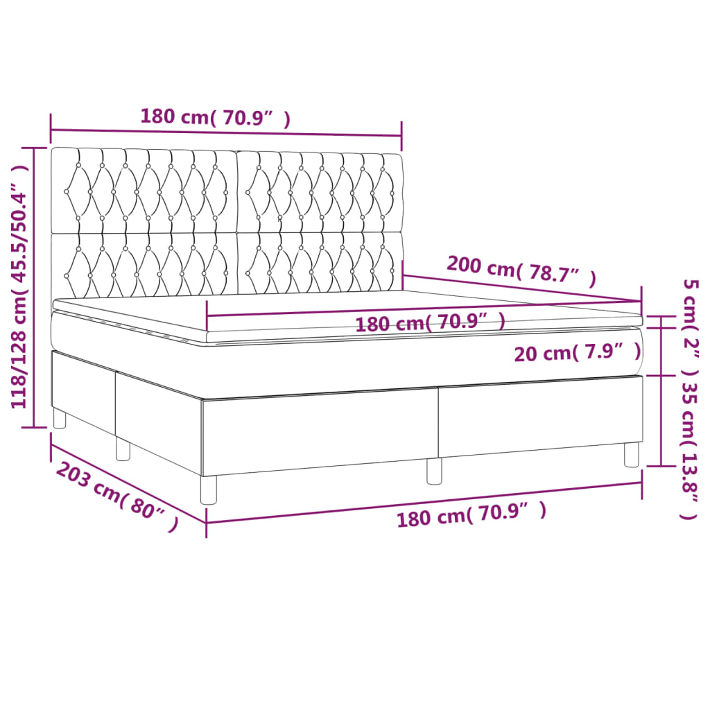 Giroletto a Molle con Materasso Marrone Scuro 180x200cm Tessuto 3142036