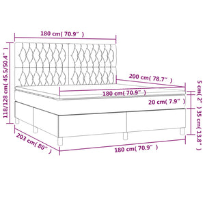 Giroletto a Molle con Materasso Marrone Scuro 180x200cm Tessuto 3142036