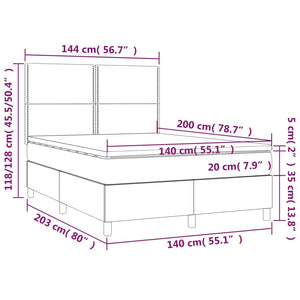 Giroletto a Molle con Materasso Tortora 140x200 cm in Tessuto 3142261