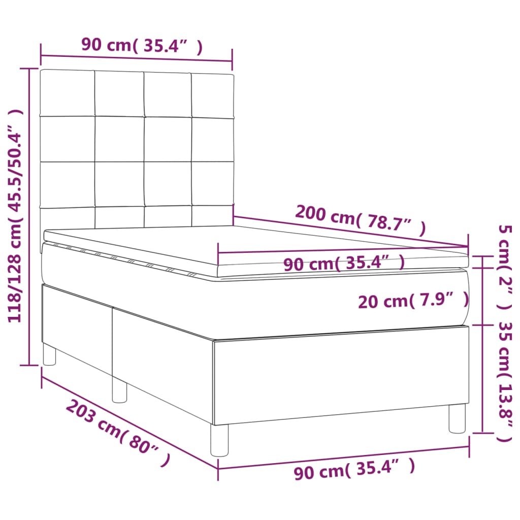 Giroletto a Molle con Materasso Tortora 90x200 cm inTessuto 3142309