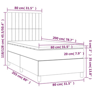 Giroletto a Molle con Materasso Grigio Scuro 80x200 cm Tessuto cod mxl 39218