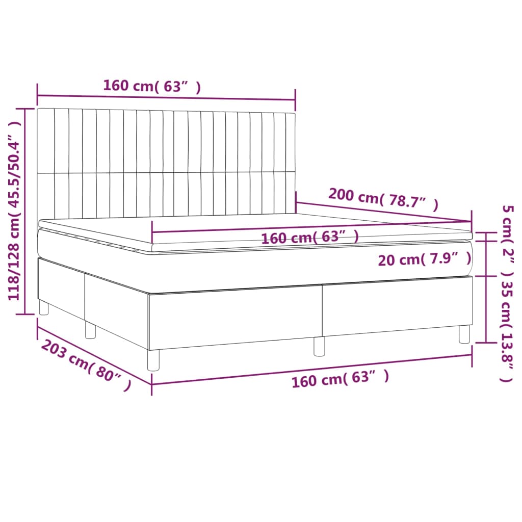 Giroletto a Molle con Materasso Marrone Scuro 160x200cm Tessuto cod mxl 55817