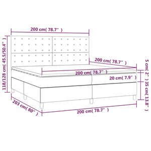 Giroletto a Molle con Materasso Grigio Scuro 200x200 cm Tessuto cod mxl 63446