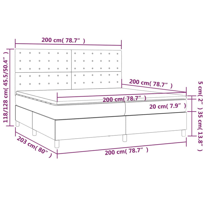 Giroletto a Molle con Materasso Tortora 200x200 cm in Tessuto 3142685