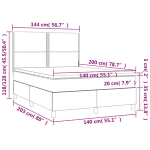 Giroletto a Molle con Materasso Blu Scuro 140x200 cm in Velluto 3142969