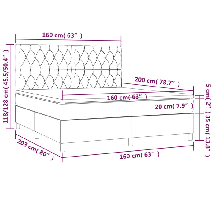 Giroletto a Molle con Materasso Blu Scuro 160x200 cm in Velluto 3143215