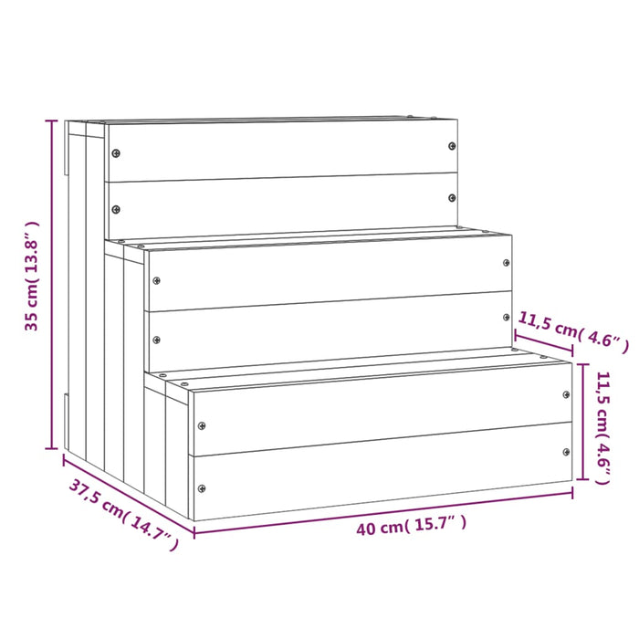 Scala per Animali 40x37,5x35 cm in Legno Massello di Pino 822465