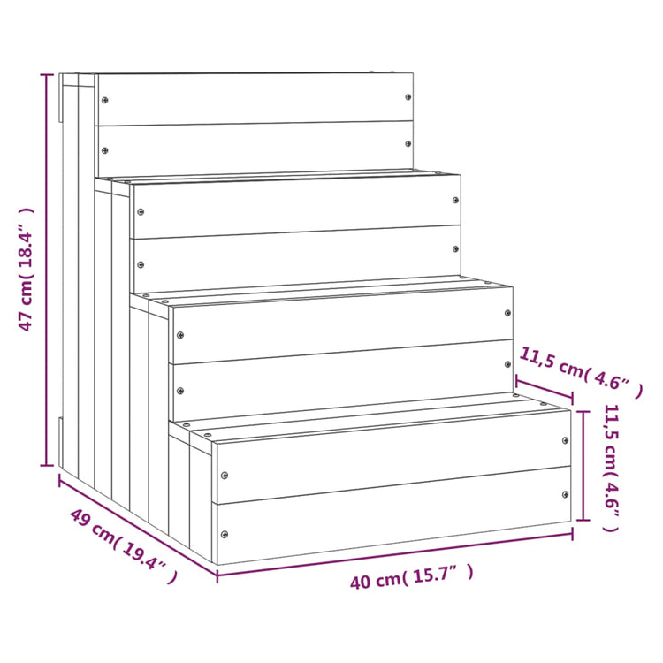 Scala per Animali 40x49x47 cm in Legno Massello di Pino cod mxl 46308