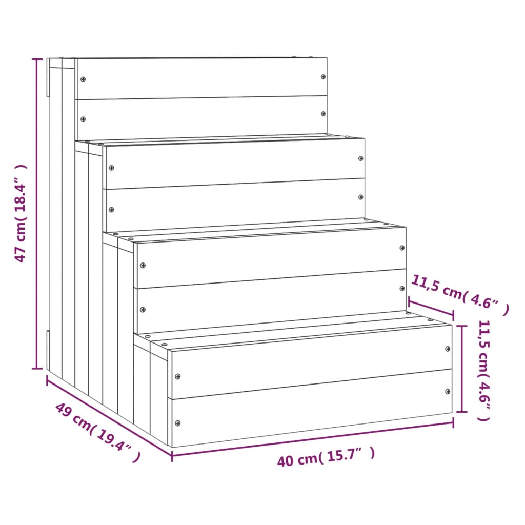 Scala per Animali Bianca 40x49x47 cm in Legno Massello di Pino cod mxl 46952