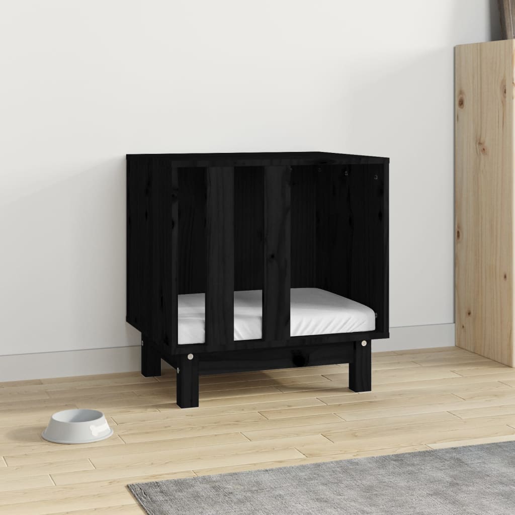 Casetta per Cani Nero 50x40x52 cm in Legno Massello di Pino cod mxl 65725