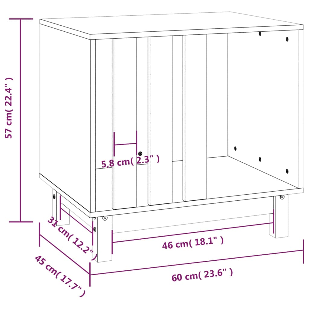 Casetta per Cani grigio 60x45x57 cm in Legno Massello di Pino cod mxl 77214