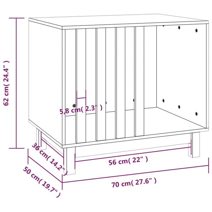 Casetta per Cani 70x50x62 cm in Legno Massello di Pino 822481