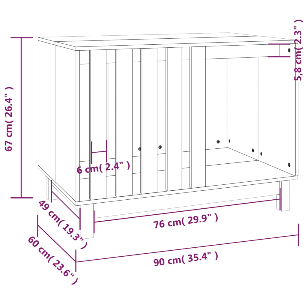 Casetta per Cani Bianca 90x60x67 cm in Legno Massello di Pino cod mxl 71871