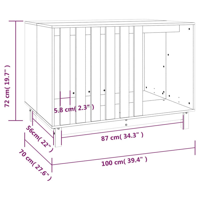 Casetta per Cani Bianca 100x70x72 cm in Legno Massello di Pino 822492