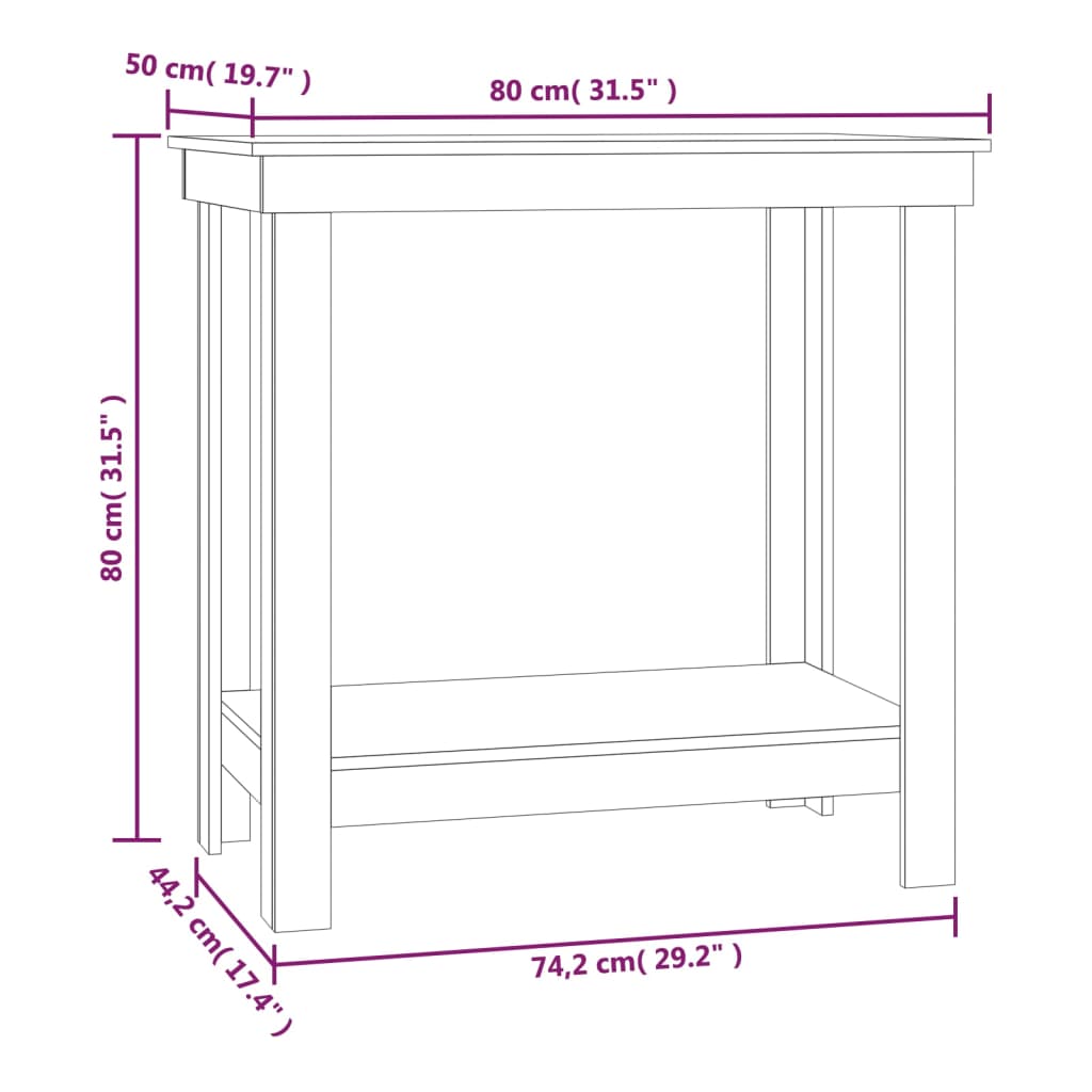 Banco da Lavoro 80x50x80 cm in Legno Massello di Pino cod mxl 8801