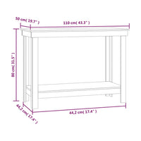 Banco da Lavoro Grigio 110x50x80 cm in Legno Massello di Pino 822503