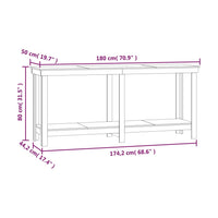 Banco da Lavoro Grigio 180x50x80 cm in Legno Massello di Pino cod mxl 18201