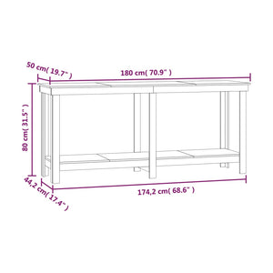 Banco da Lavoro Grigio 180x50x80 cm in Legno Massello di Pino cod mxl 18201