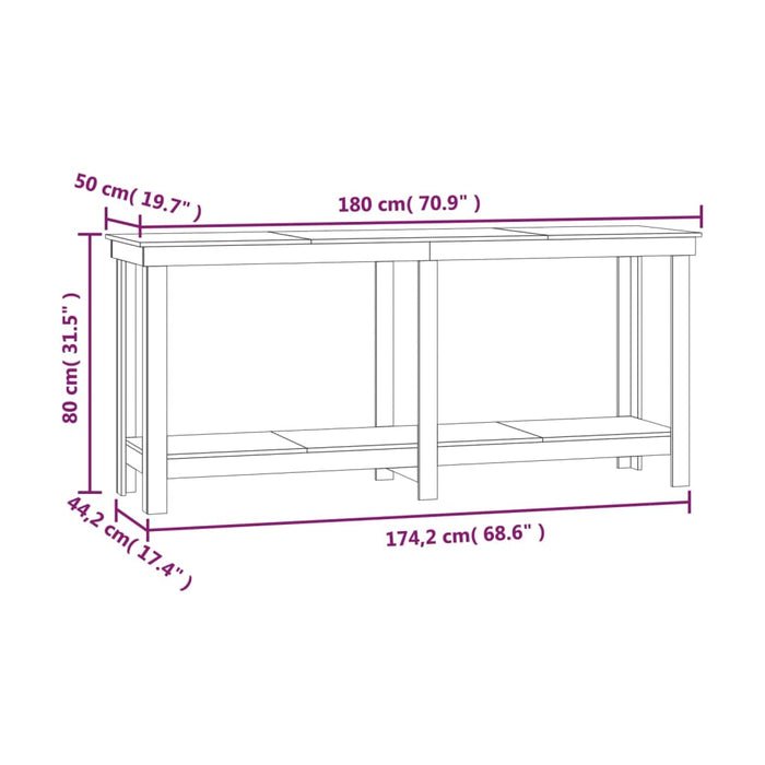 Banco da Lavoro Miele 180x50x80 cm in Legno Massello di Pino cod 11623