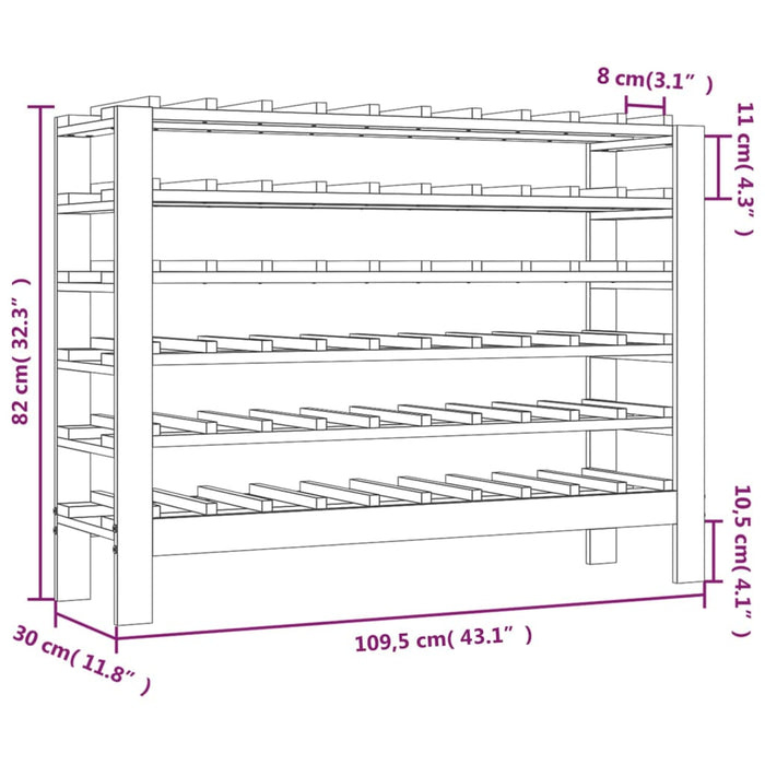 Portavini 109,5x30x82 cm in Legno Massello di Pino cod mxl 52560