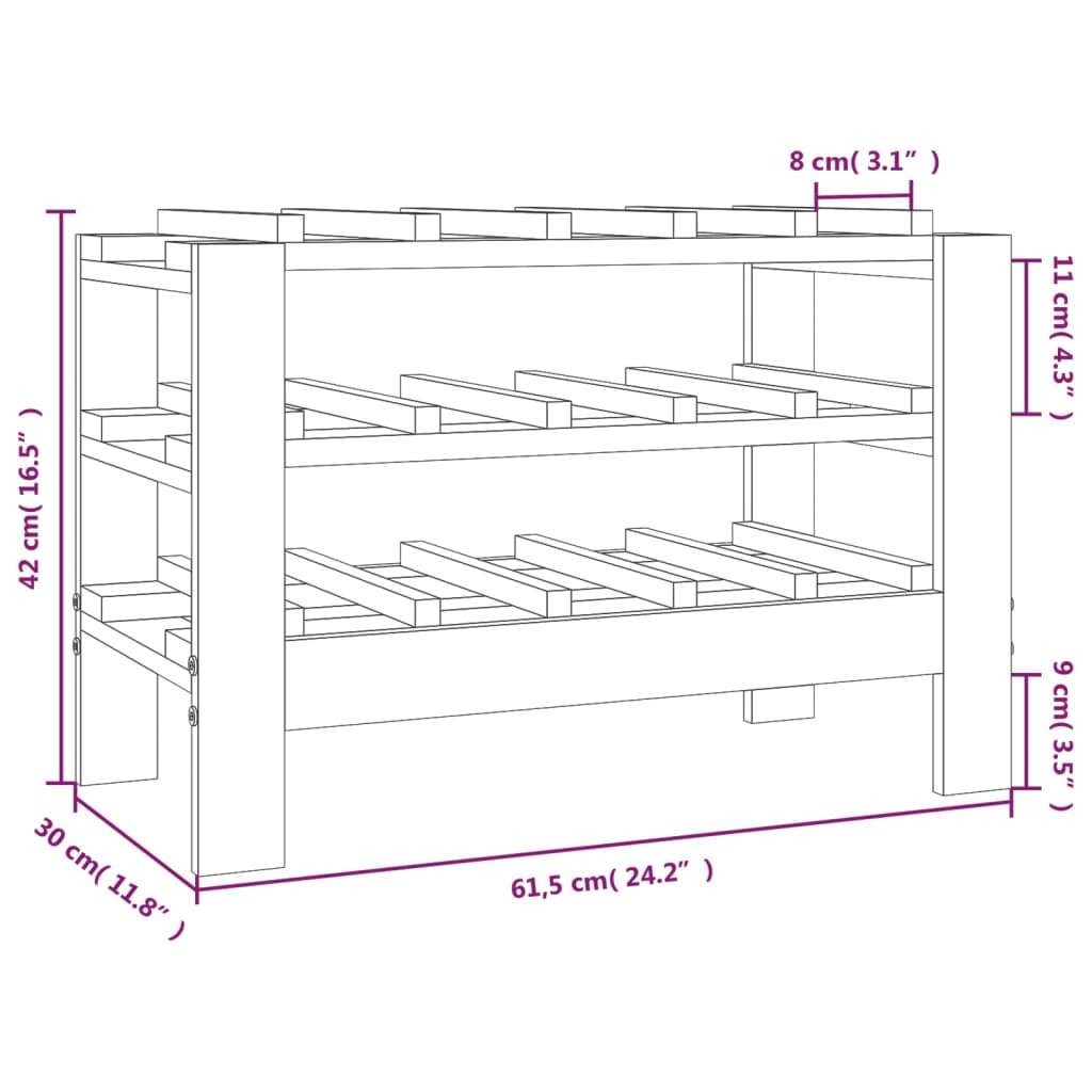 Portavini 61,5x30x42 cm in Legno Massello di Pino 822561