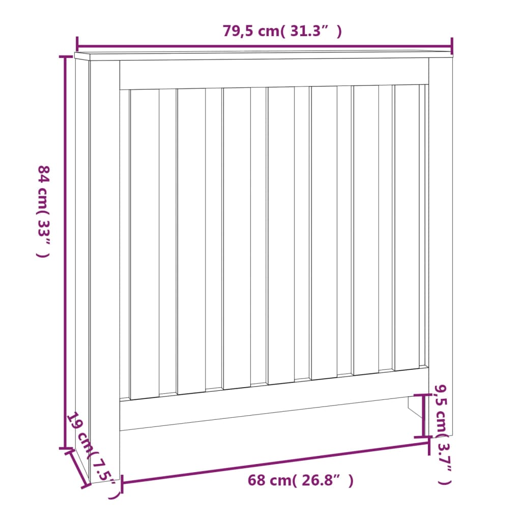 Copertura Termosifone Bianca 79,5x19x84 cm Legno Massello Pino 822567