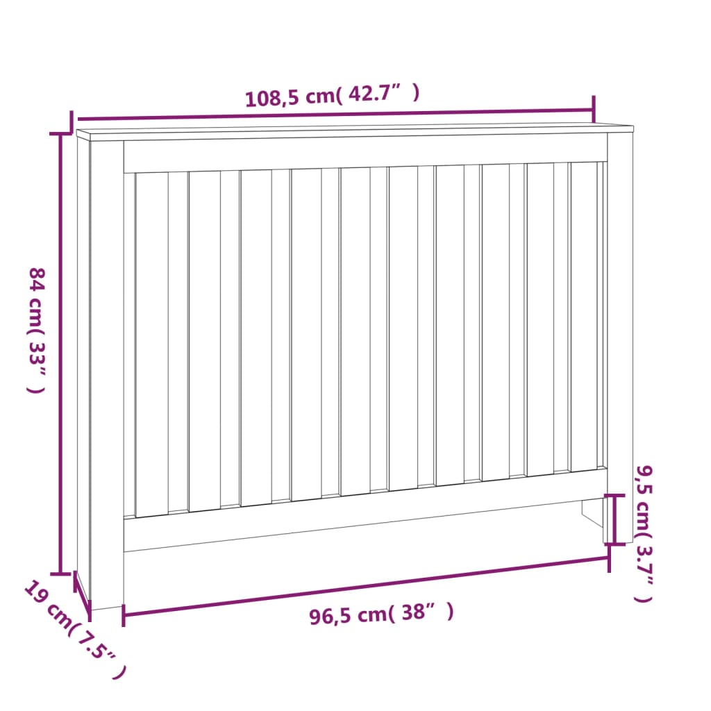 Copertura Termosifone 108,5x19x84 cm in Legno Massello di Pino 822571