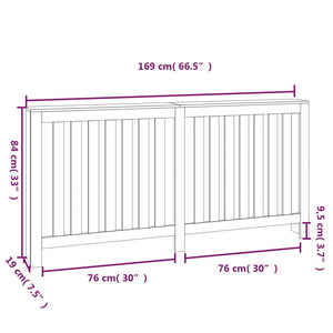 Copertura Termosifone Bianca 169x19x84 cm Legno Massello Pino cod mxl 68878