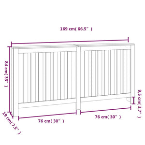 Copertura Termosifone Grigia 169x19x84 cm Legno Massello Pino cod mxl 60617