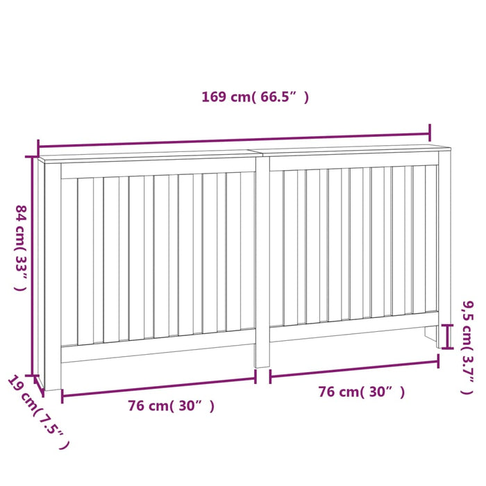 Copertura Termosifone Grigia 169x19x84 cm Legno Massello Pino cod mxl 60617