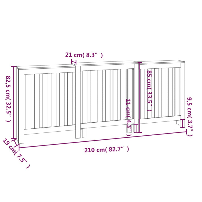 Copertura Termosifone Bianca 210x21x85 cm Legno Massello Pino cod mxl 76948