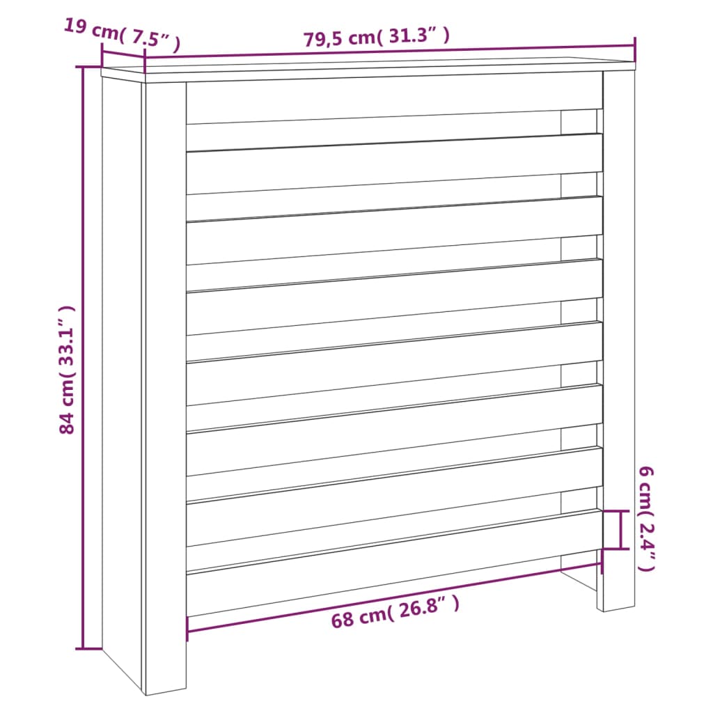 Copertura Termosifone 79,5x19x84 cm Legno Massello Pino 822591